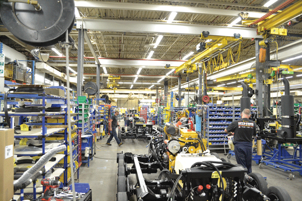 Prinoth's Granby plant produces 450 units annually across 14 vehicle models. PHOTO: Prinoth North America Ltd.