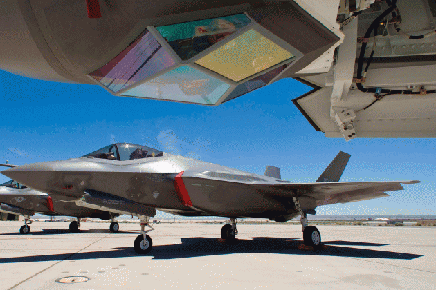 IBC’S azimuth gimbal housing will be fitted within the F-35’s EOTS sapphire windowed diaphragm, which is the first targeting system to combine forward-looking and search infrared technology. PHOTOS: LOCKHEED MARTIN