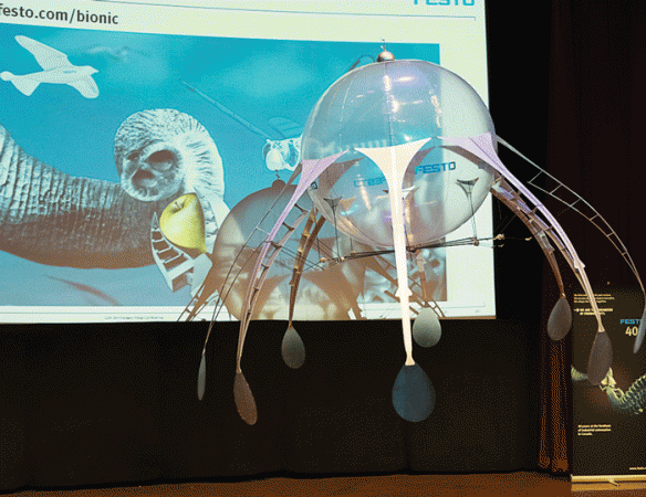 Festo's AirJelly floats across the Ontario Science Centre stage during a demonstration of its propulsion systems. PHOTO: FESTO