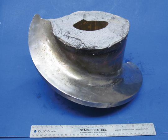 Portion of the feed screw submitted for analysis. PHOTO: STEEL IMAGE